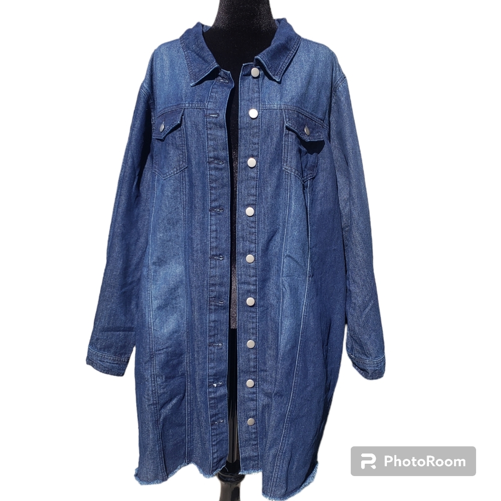 Agnes Orinda Denim Jacket Jean Shacket Size 4X Dark Blue RET $87.99 - Picture 3 of 16